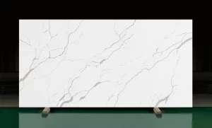 Calacatta Gold zero silica mineral surface slab with gold veining
